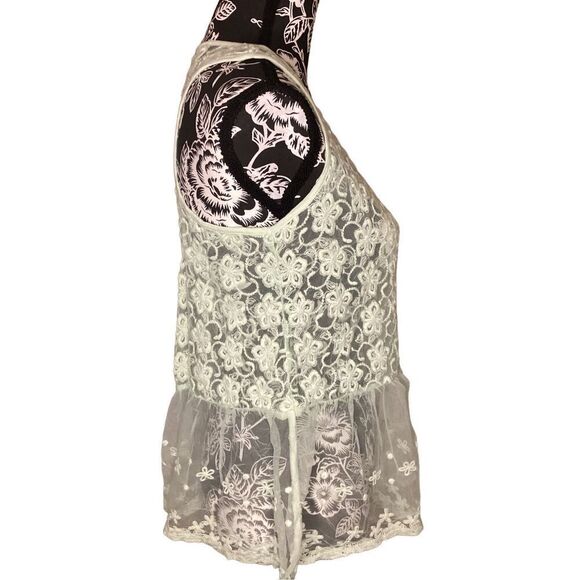 Pastel Green Ruby & Bloom Floral Lace Tank Top Ruffles Boho Bohemian Hippie - Picture 4 of 8